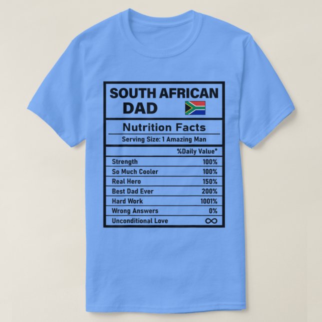 Mens South African Dad Nutrition Facts Fathers Day T-Shirt (Design Front)