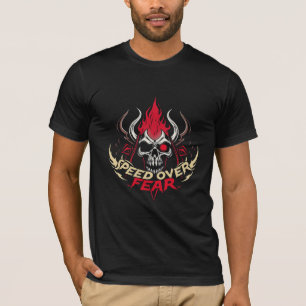 Men's Speed Over Fear Racing Skull Black T-Shirt
