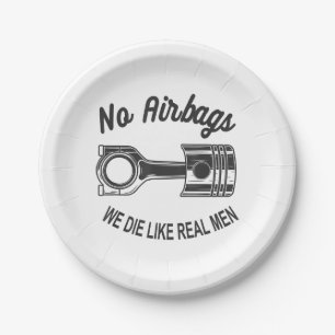 Mens Speed Racing Sports Car No Airbags - We Die L Paper Plate
