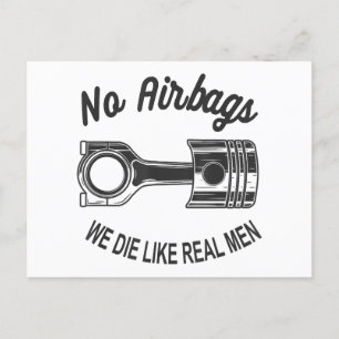 Mens Speed Racing Sports Car No Airbags - We Die L Postcard