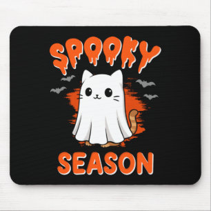 Mens Spooky Kitty Ghost Costume For Halloween Mouse Pad
