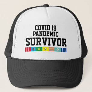 Mens Sports Novelty COVID 19 PANDEMIC SURVIVOR Trucker Hat