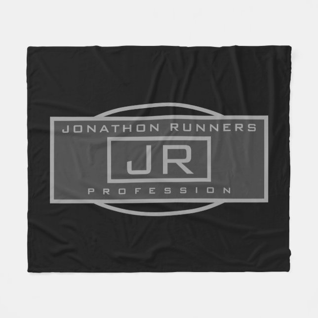 Men's Sporty Geometric Dark Greys & Black  Fleece Blanket (Front (Horizontal))