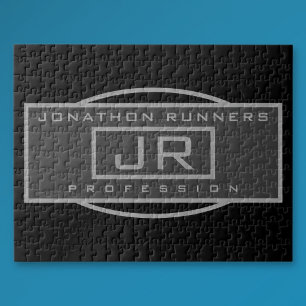 Men's Sporty Geometric Dark Greys & Black  Jigsaw Puzzle