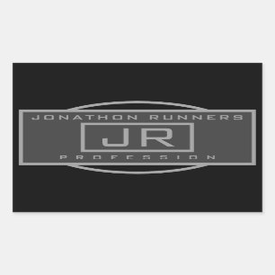 Men's Sporty Geometric Dark Greys & Black  Rectangular Sticker