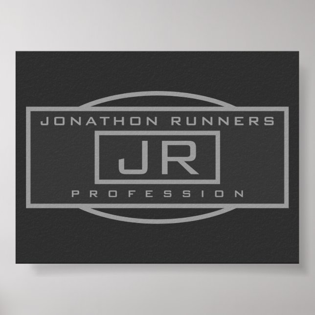 Men's Sporty Geometric Grey & Dark Greys Poster (Front)