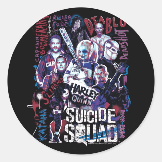 Mens Squad The Squad Performance Design Classic Round Sticker (Front)