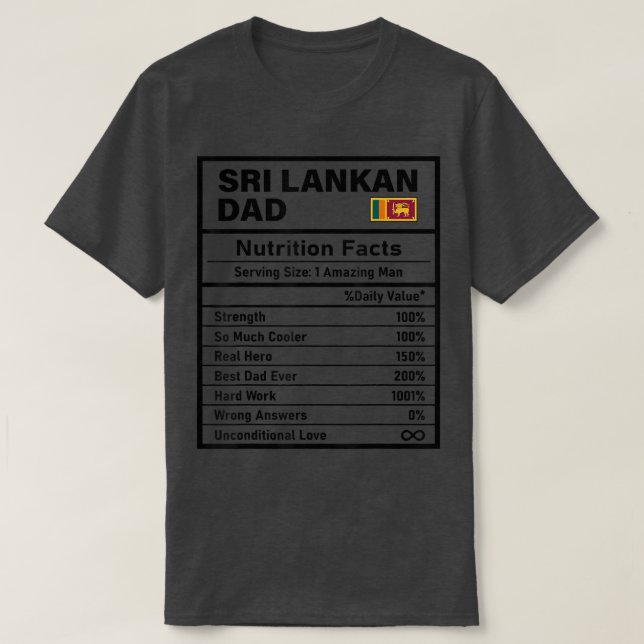 Mens Sri Lankan Dad Nutrition Facts Father's Day N T-Shirt (Design Front)