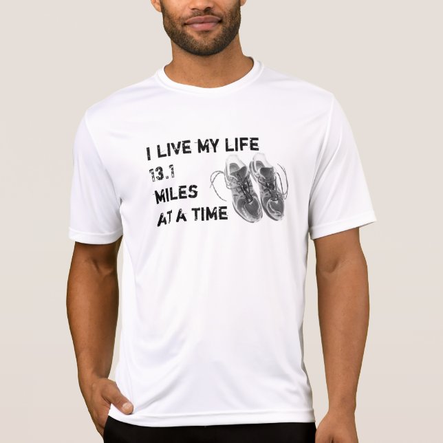 Men's SS Wicking - Life 13.1 miles at a time T-Shirt (Front)