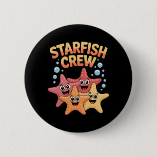 Mens Starfish Crew Cute Funny Marine Cartoon 6 Cm Round Badge