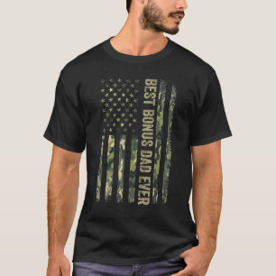 Mens Step Dad Best Bonus Dad Ever American Camo Fl T-Shirt