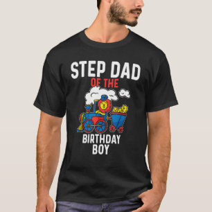 Mens Step Dad Of The Birthday Boy Train Lion T-Shirt