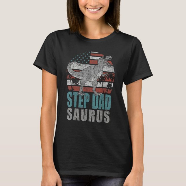 Mens Step Dadsaurus Rex Dinosaur Step Dad Saurus A T-Shirt (Front)
