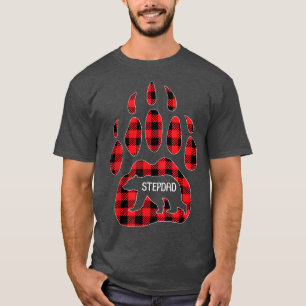 Mens Stepdad Bear Red Plaid Buffalo Stepdad Matchi T-Shirt