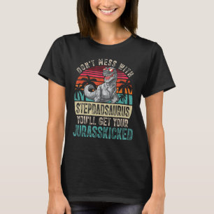 Mens Stepdad Dinosaurs Retro Dad Father's Day Clo T-Shirt