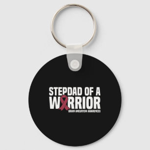 Mens Stepdad of a Warrior Brain Aneurysm Awareness Key Ring