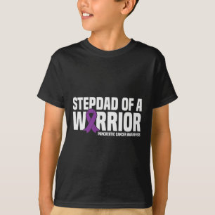 Mens Stepdad Of A Warrior Pancreatic Cancer Awaren T-Shirt