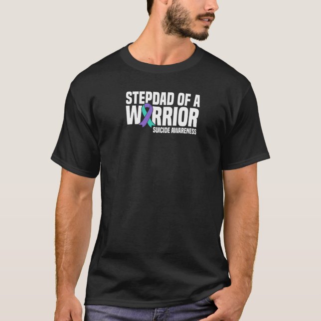 Mens Stepdad Of A Warrior Suicide Prevention Aware T-Shirt (Front)