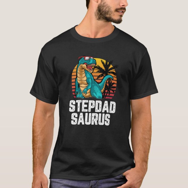 Mens Stepdad Saurus Dinosaur Funny Stepdadsaurus R T-Shirt (Front)