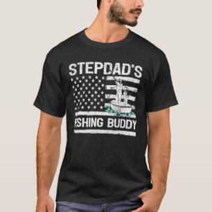 Mens Stepdad's Fishing Buddy American Flag Fishing T-Shirt