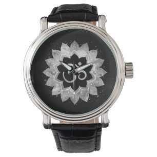 *~* Men's Subtle Aum OM Grey Meditative Mandala Watch
