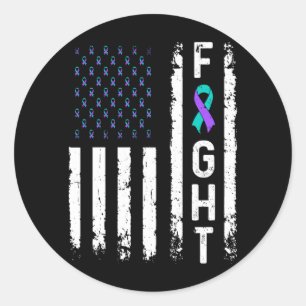 Mens Suicide Prevention Flag Fight Mental Health Classic Round Sticker