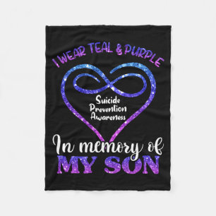 Mens Suicide Prevention Teal Purple In Memory Of Fleece Blanket