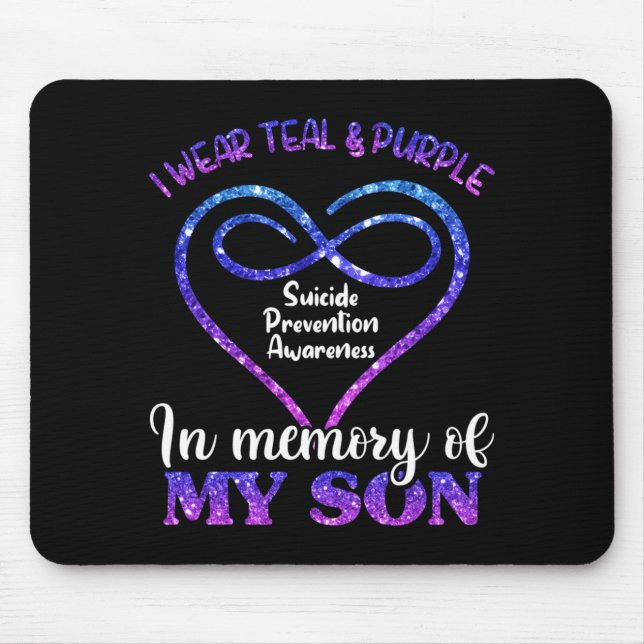 Mens Suicide Prevention Teal Purple In Memory Of Mouse Pad (Front)