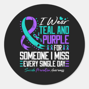 Mens Suicide Prevention Wear Teal And Purple Classic Round Sticker