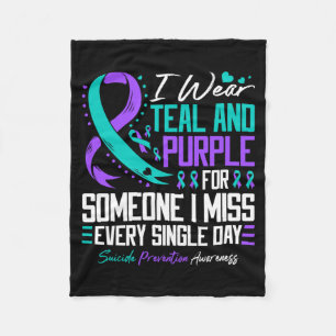 Mens Suicide Prevention Wear Teal And Purple Fleece Blanket