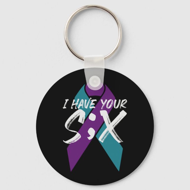 Mens Suicide Semicolon Six Gift Performance Key Ring (Front)