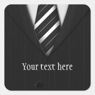 Men's Suit Closeup Customisable Square Sticker