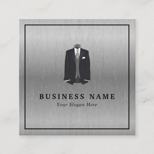 Men's Suit, Fashion-Designer Square Business Card (Front)