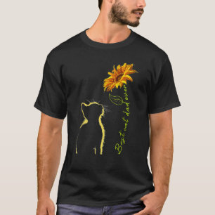 Mens Sunflower Best Cat Dad Ever Cute Cat Father T-Shirt
