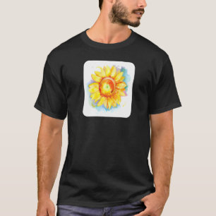 Mens Sunflower Watercolor Blossom Yellow Floral Fl T-Shirt