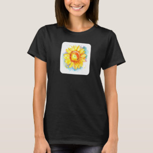 Mens Sunflower Watercolor Blossom Yellow Floral Fl T-Shirt