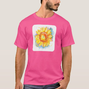 Mens Sunflower Watercolor Blossom Yellow Floral Fl T-Shirt