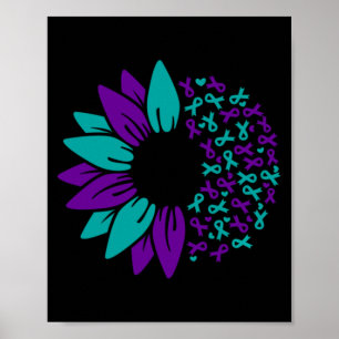 Mens Suower Awareness Prevention Purple Teal Poster