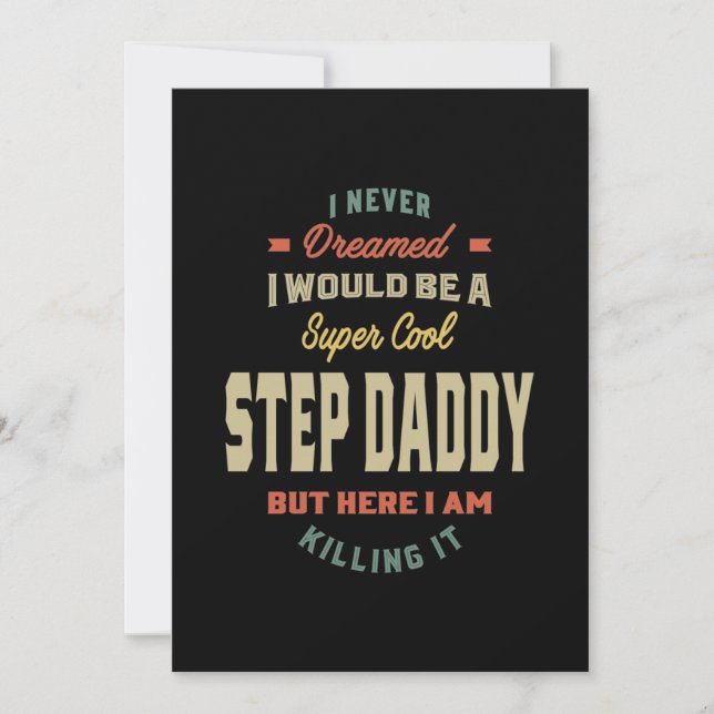 Mens Super Cool Step Daddy Killing It Father Gift Thank You Card (Front)