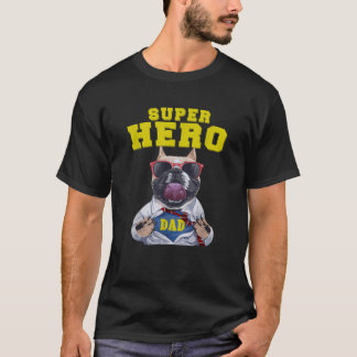 Mens Superhero Dad Pitbull Dog Funny Father s Day  T-Shirt