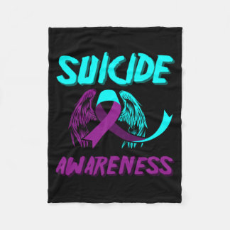 Mens Support Awareness Wings Prevention Awareness Fleece Blanket