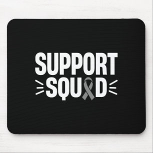 Mens Support Team Grey Ribbon Warrior Brain Cancer Mouse Pad
