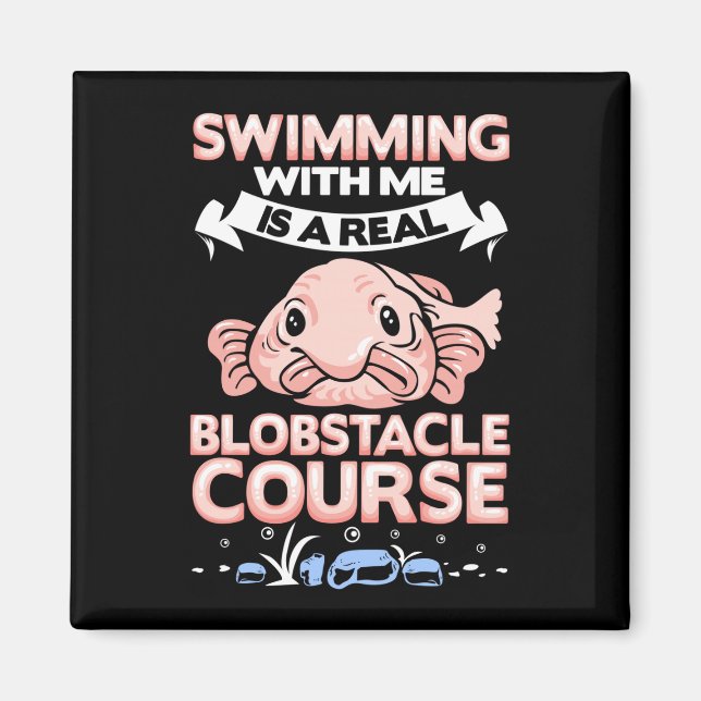Mens swimming blobstacle course blobfish sea fish magnet (Front)
