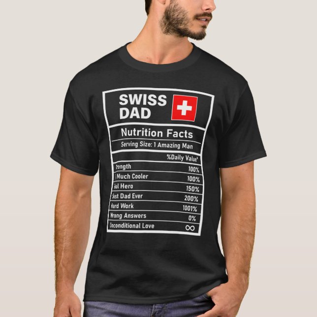 Mens Swiss Dad Nutrition Facts Father's Day Nation T-Shirt (Front)