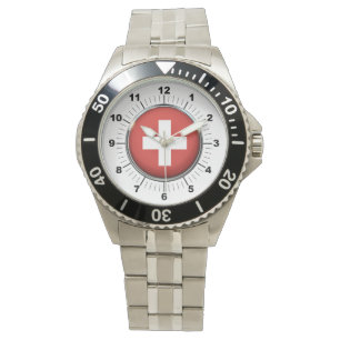 Men's Switzerland Flag Stainless Steel Watch