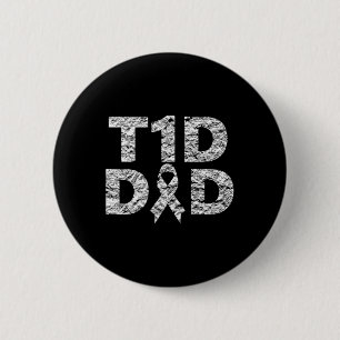 Mens T1d Dad Diabetes Awareness Distressed  6 Cm Round Badge