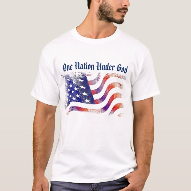 Men's T-Shirt - American Flag One Nation Under God (Front)