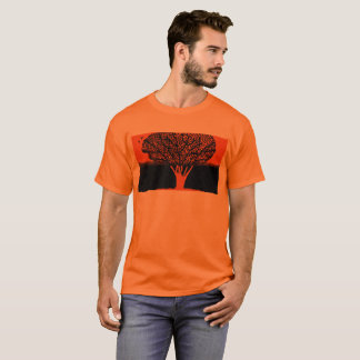 mens t shirt orange tree design in black