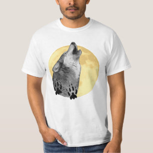 Men's T-shirt, wildlife, wolf, howling at the moon T-Shirt
