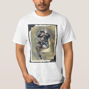 Men's T-shirt with a beautiful vintage girl in uni